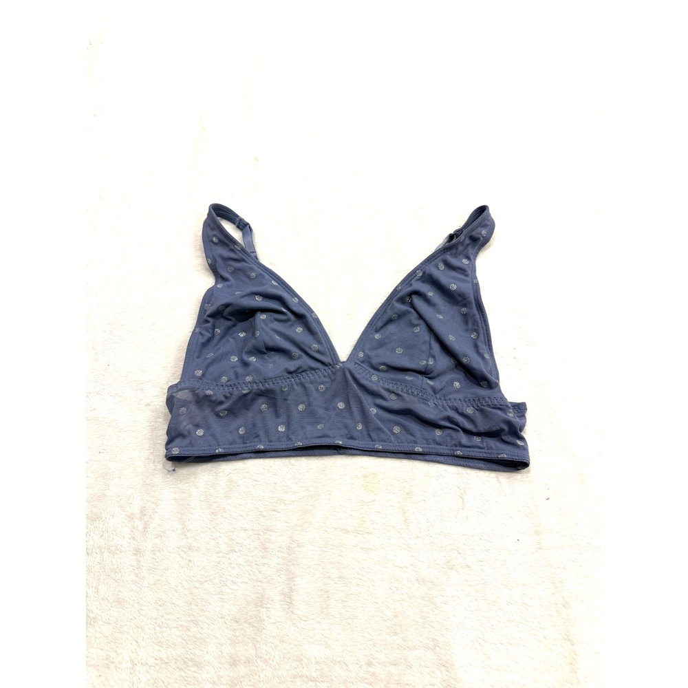 Victoria's Secret PINK Blue Mesh Glitter Polka Dot Triangle Bralette XL